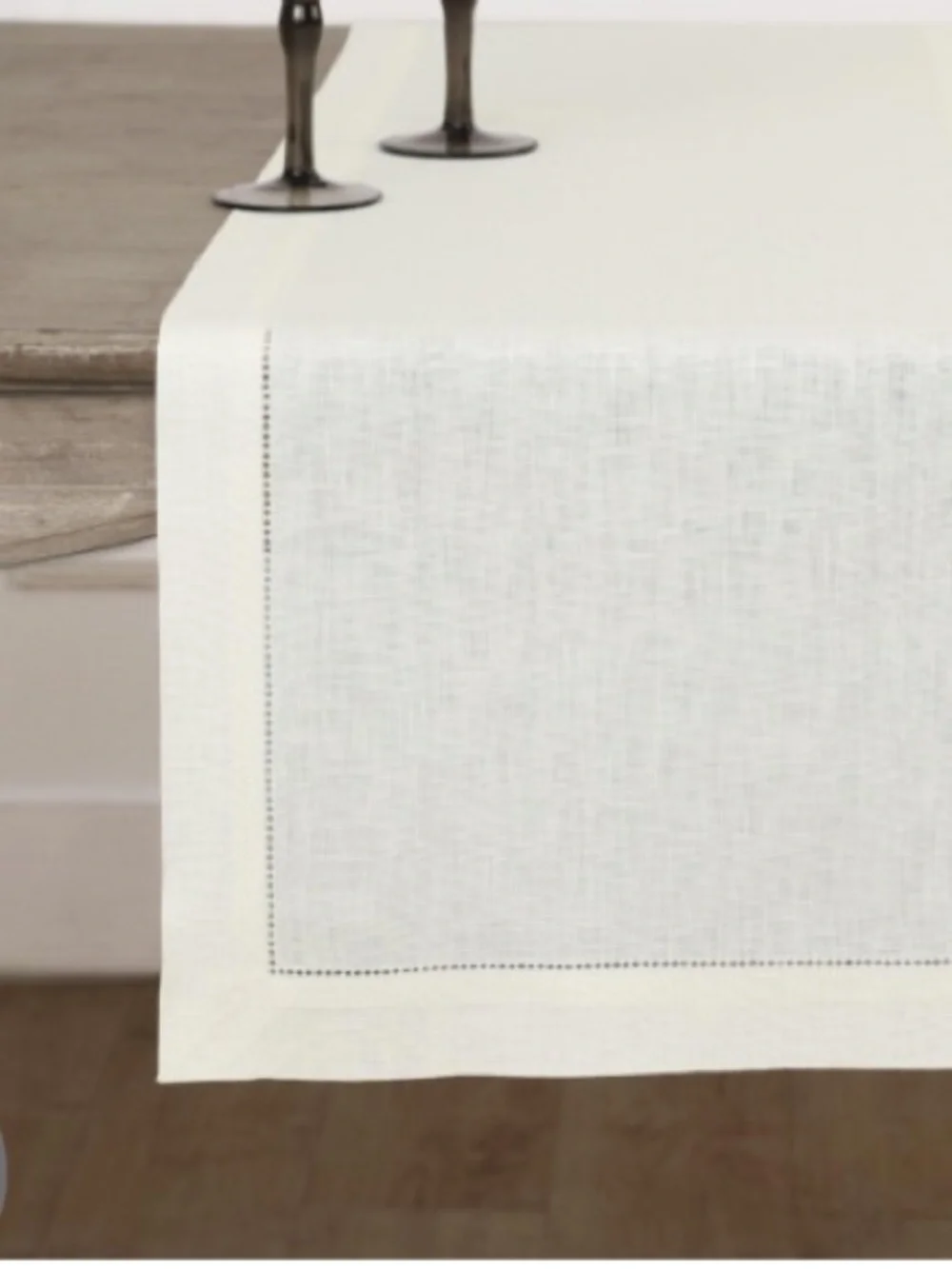 Classic Tablerunner 100% Pure European Flax Linen Handcrafted 108x14” - IVORY